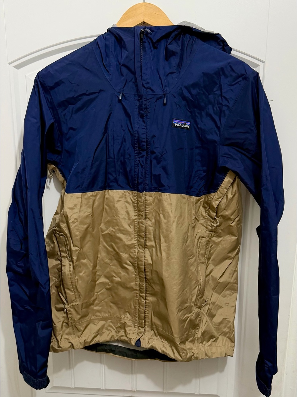Patagonia Men’s Torrentshell Blue Brown Color Block H2NO Rain Jacket Small 83802
